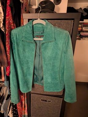 Revue Teal Suede Zip-Front Jacket